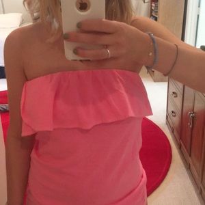 Fluorescent pink Lily Pulitzer ruffle tube top